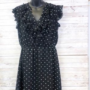 WORTHINGTON Flowy Ruffle Neck Polka Dot Midi Dress